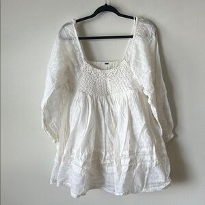 Free People Cream Blouse with Textured Design
